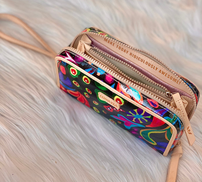 CONSUELA - Wristlet Wallet - Black Swirly