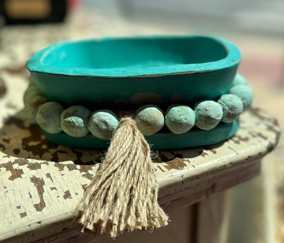 Oval Wooden Bowl - with tassel